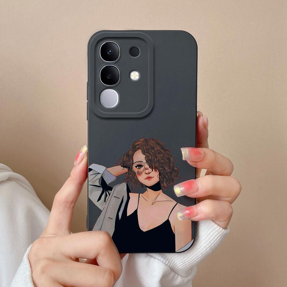 Чехол для Vivo S19 Pro Y04 T4x iQOO Z9s V30 V40e V50 V40 Lite(ИДН) Y29 Y29S Y39 Y19S Чехол из жидкого силикона с милым узором для Vivo Capa