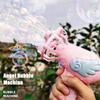 Angel Wings Bubble Machine with Mini Fan 3 In 1 Magic Bubble In Bubble Gun Soap Water Bubble Maker for Kids Summer Outdoor Toy