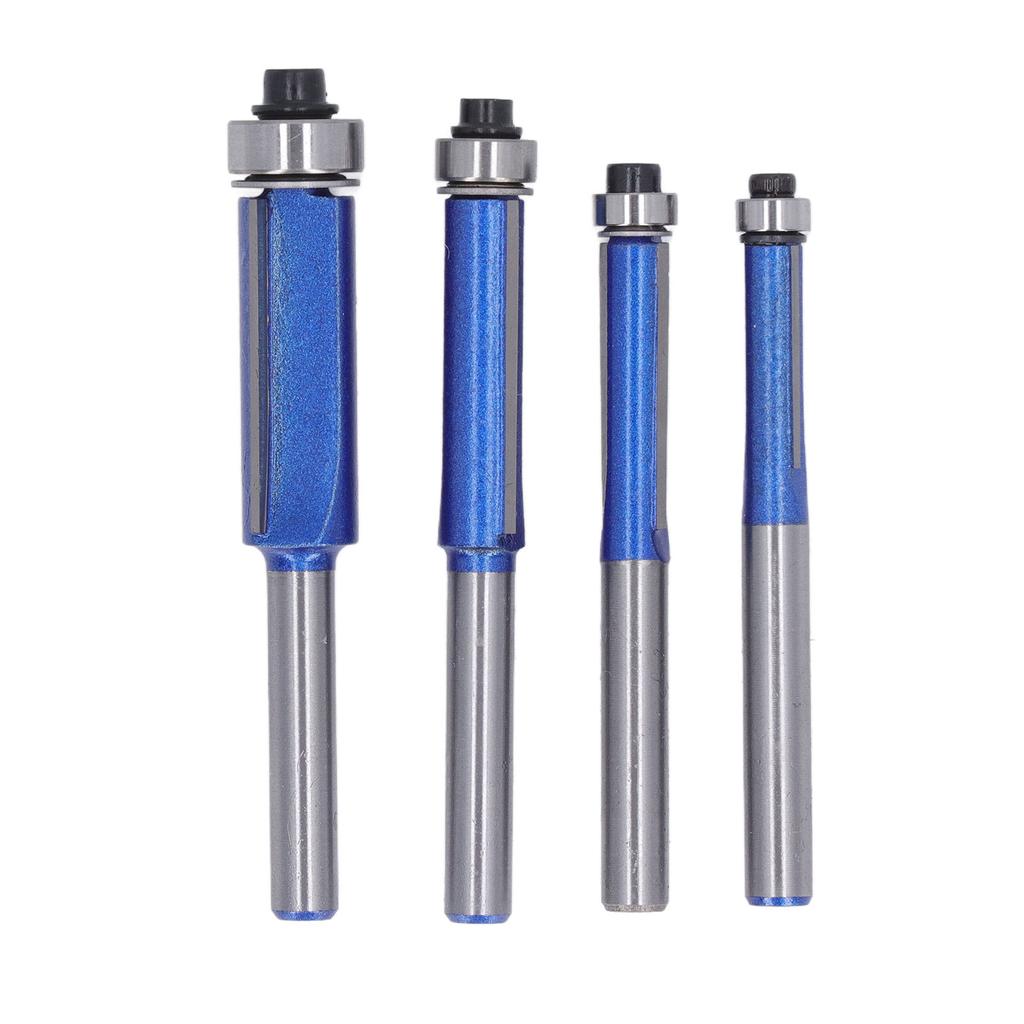 4 Pcs Flush Trim Router Bit 1 4 Shank Tungsten Steel Alloy High Hardness Edge Flush Trimming Bit for Woodworking