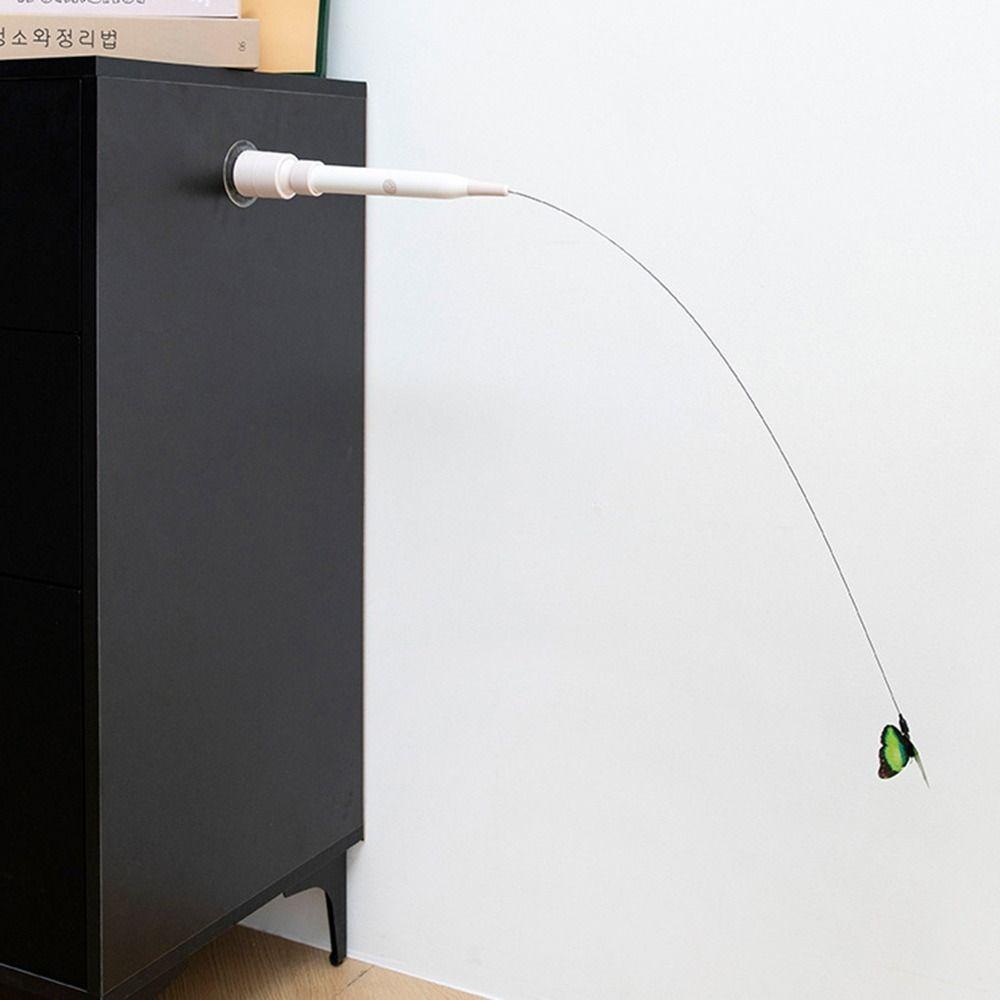 Switchable Butterfly Pattern Cat Teasing Stick Interactive Self-hilarity Relieves Automatic Cat Teaser 360° Swivel