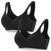 Sports Antibacterial and Cotton Bra 2 [OAR] Bra, 95% Cotton, Deodorizing, Non-Wired, Cups, 95% Underwire, Women's (L, Black, Pieces)