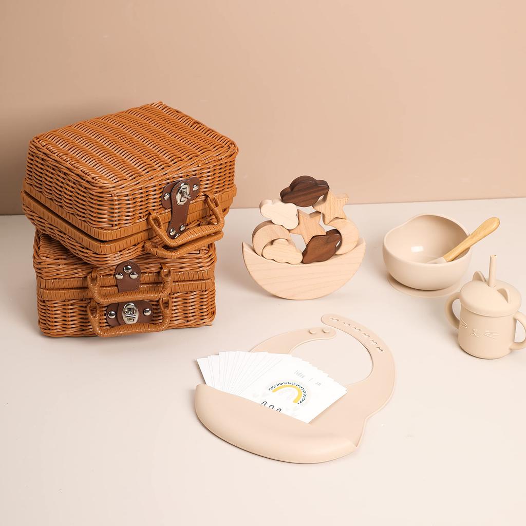 Promise Babe Baby Gifts for Boys and Luxurious Baby with Suction Food Grade Cannot Be Turned High Temperature Microwave Building Valence Educational