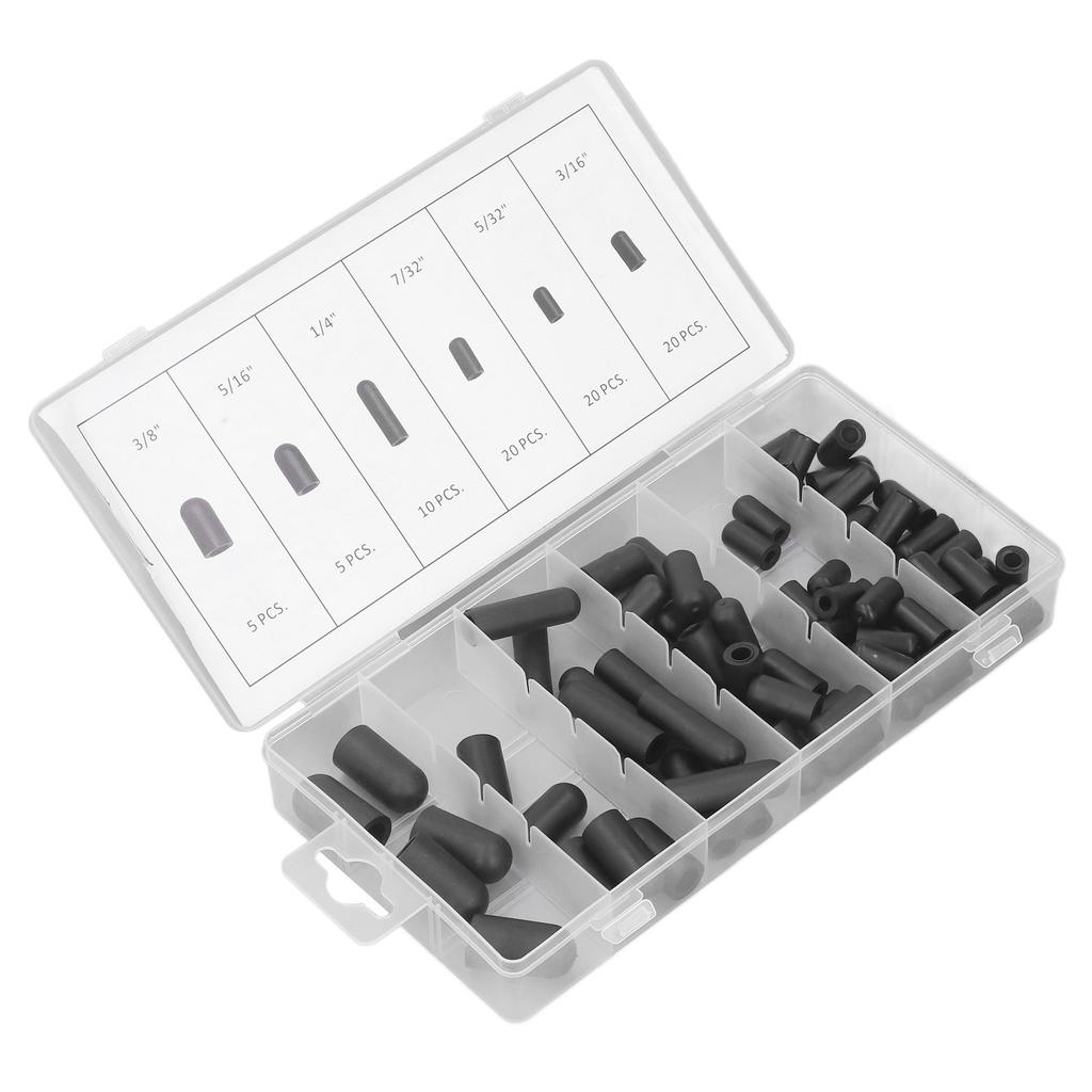 Набор из 80 шт. вакуумных заглушек для шляп, резиновые, термостойкие, герметичные, вакуумные заглушки от 5/32 дюйма до 3/8 дюйма, черные
