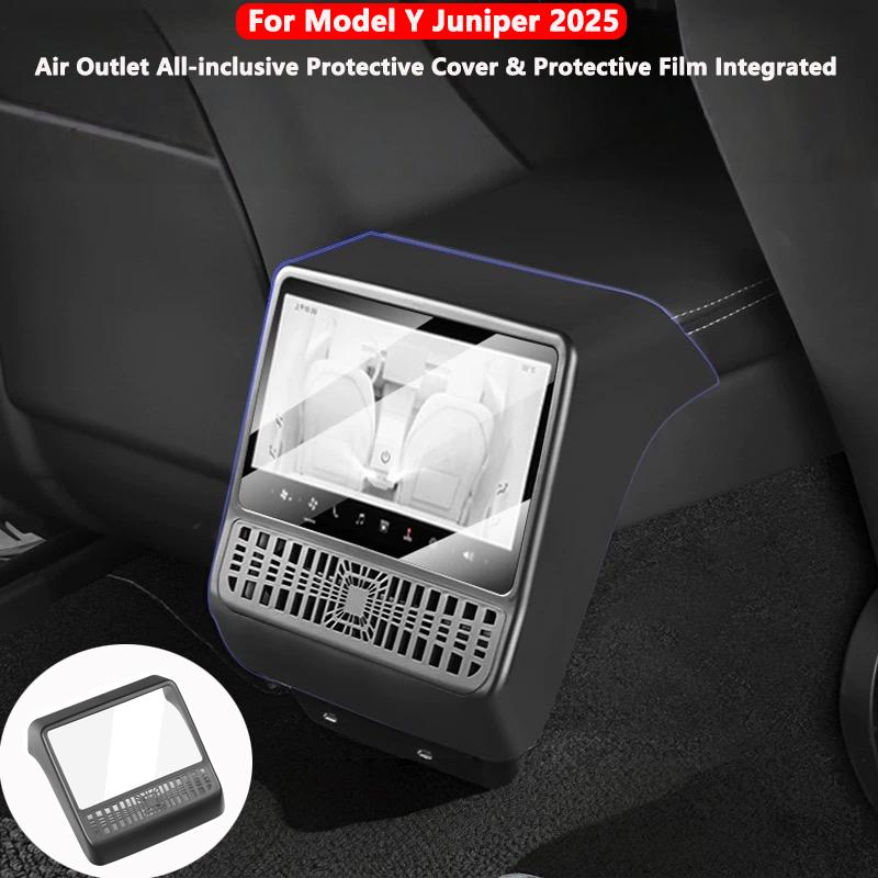 For Tesla Model Y Juniper 2025 2026 ABS Rear Center Console Air Outlet All-inclusive Protective Cover Integrated Tempered Glass