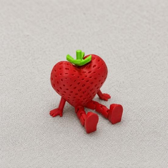 3D-печатная фигурка фрукта с подвижными суставами, Коллекционная артикулированная фигурка красной клубники для декора домашнего офиса, рабочего стола руководителя