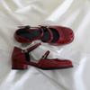 Summer New Mary Jane Square Head Sandals Fashion Buckle Retro Baotou Middle Heel Small Leather Shoes