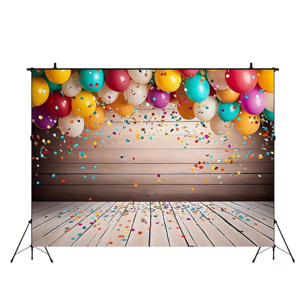 2D flat printing party banner, 1 piece per pack. Colorful carnival balloon ribbon background banner. Party decoration.