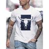 Summer Men's 100% Pure Cotton Casual Loose Plus Size Western Bull Head Pattern Printed Round Neck Short Sleeved T-shirt Top