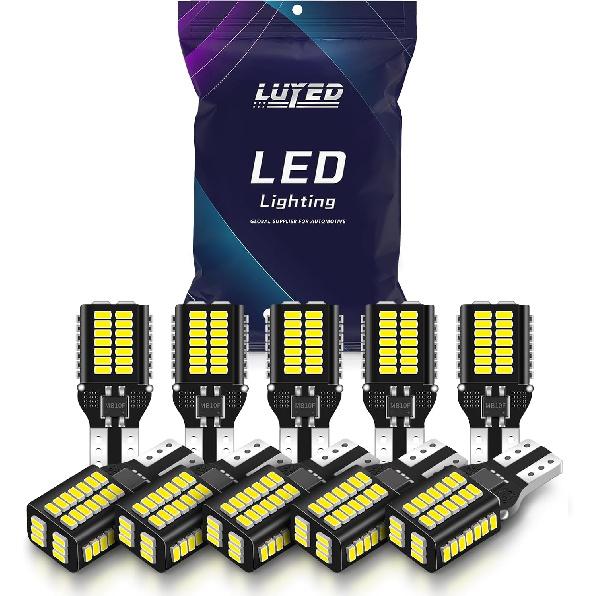 921 912 LED Bulb for Backup Reverse Lights 6500K Xenon White 10-SMD 7020&3030 Chipsets CANBUS Error Free T15 W16W 906 904 Bulbs,Pack of 2