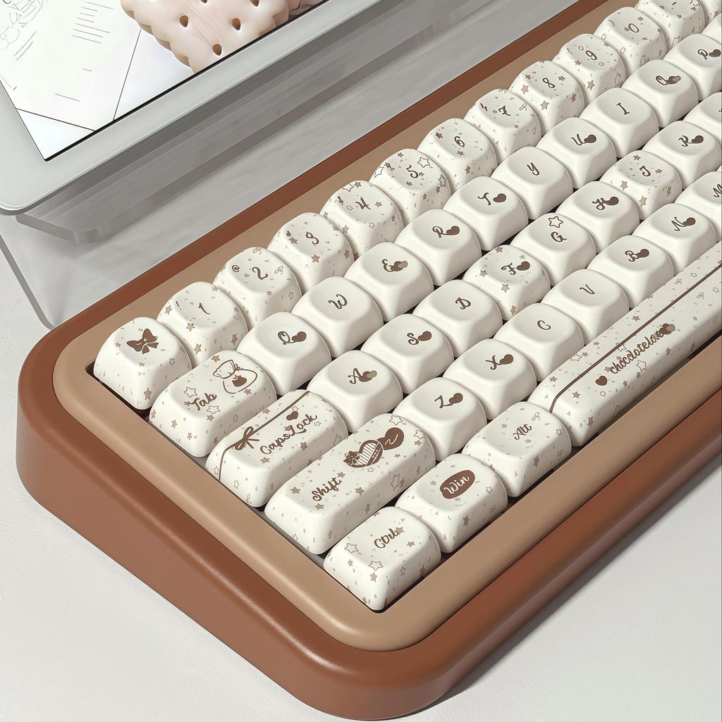 Шоколадные Хрустящие Кейкапы Cherry Foa Высота Pbt 144 Клавиши Милые Iso 2.25/2.75U Пробел ISO Раскладка Alice Кейкапы