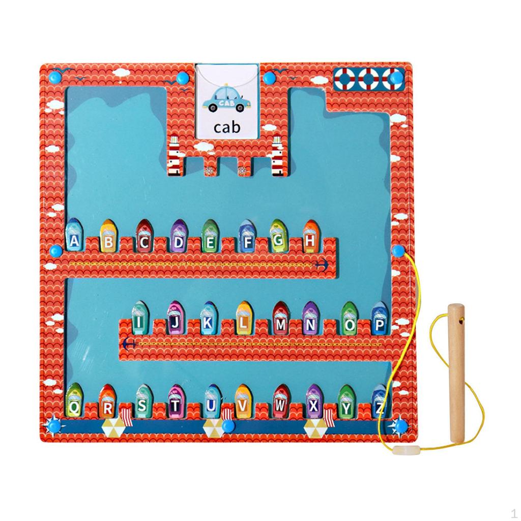 Магнитный алфавитный лабиринт дошкольный буквенный пазл для детей 3, 4, 5 лет, самолет