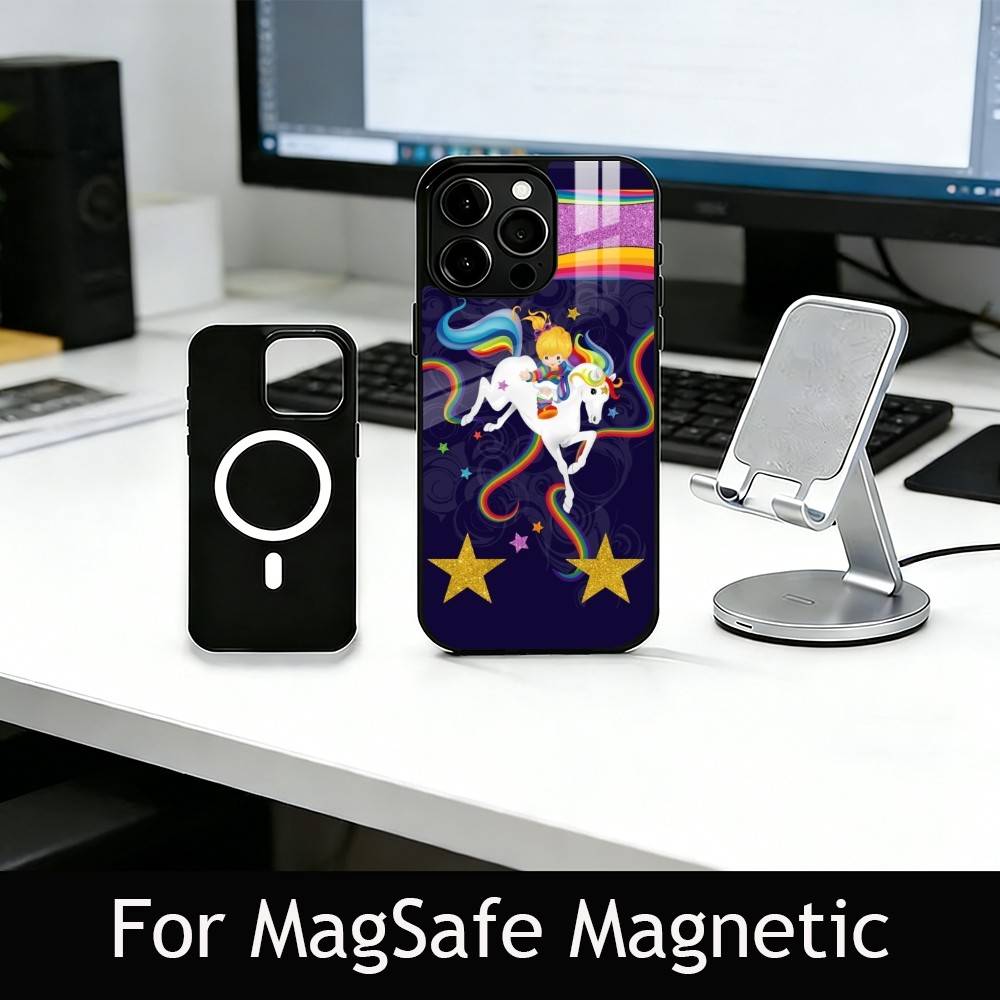 Cute Retro Rainbow Pony Phone Case For iPhone17,16,15,14,13,12,11 Plus,Pro Magnetic For Magsafe Wireless Charging