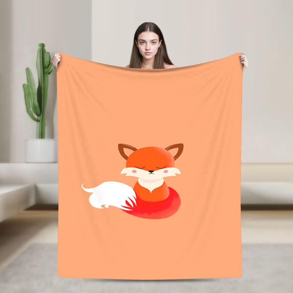Cozy Blanket Plane Travel Cute Fox Throw Blanket Casual Bedspread For Chair Sofa Bed