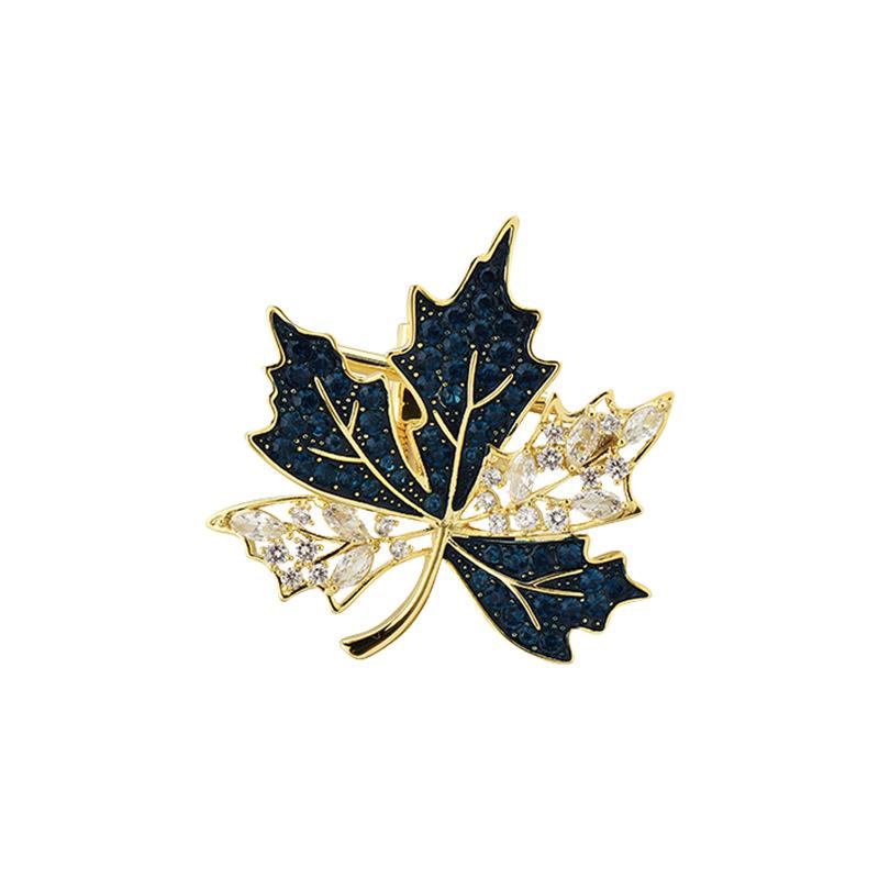 Брошь в виде кленового листа из кристаллов, высококачественный темпераментный костюм, пальто, аксессуары, бутоньерка Guochao Cheongsam, ретро-булавка, новогодний подарок