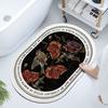 French Retro Oval Diatomaceous Mud Upholstered Toilet Bathroom Absorbent Mat Non-slip Foot Mat Quick Drying Door Mat