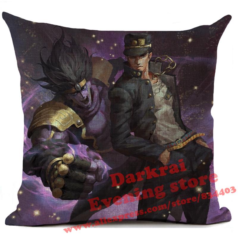 Jojos Bizarre Adventure Japanese Harajuku Manga Cushion Cover Living Room Sofa Square Throw Pillows Home Decoration Pillowcase