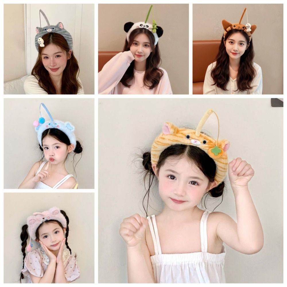 Panda Cat Fishing Plush Headband Hair Accessories Girls Cartoon Hairband for Gift