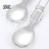 Corrosion Resistant Utensils Stainless Steel Folding Spoon Fork Cutter Straw Brush Foldable Flatware Outdoor Camping Picnic Hiking Collapsible Cutlery