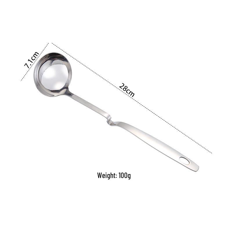 Stainless Steel Kitchen Utensil Set: Soup Ladle, Slotted Spoon, Wall Hanging Hot Pot Spoon, Long Handle, Thickened Design