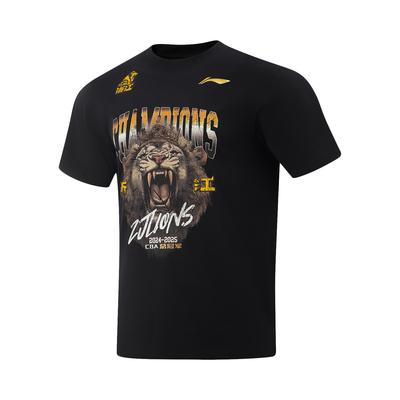 Li Ning Серия CBA Сезон 2024-2025 Чемпионат CBA Чжэцзян Гуанша Баскетбол Памятная футболка Мужские топы Черный AHSVF21-1