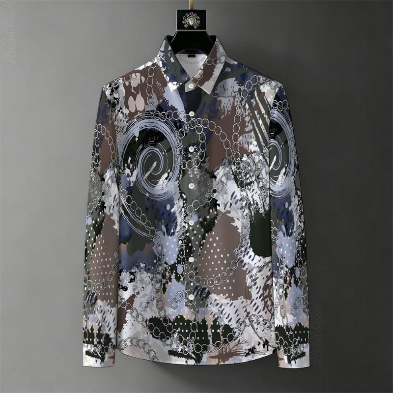 Luxury Geometric Print Women's Long-Sleeve Shirt, 2026 Spring/Autumn, Wrinkle-Resistant, Business Casual, Versatile Top