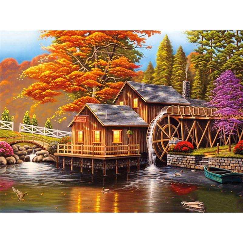 Diy 5d Алмазная картина Пейзаж Мозаика Вышивка крестом Пейзаж Алмазная мозаика Распродажа Зимний домашний декор Подарок
