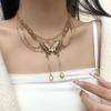 Vintge Sweet Butterfly Necklace Metal Multilayer Necklace Retro Collarbone Chain  Women