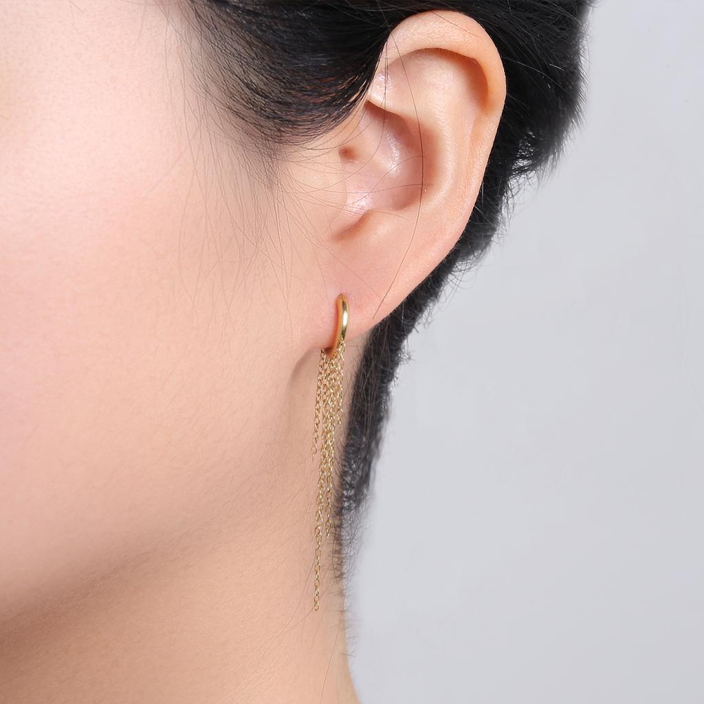 Женские серьги-кольца с кисточками из нержавеющей стали, серьги-подвески с цепочкой