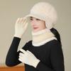 3 шт./комплект для женщин среднего возраста, зимняя шапка, шарф, перчатки, комплект, толстая трикотажная защита ушей