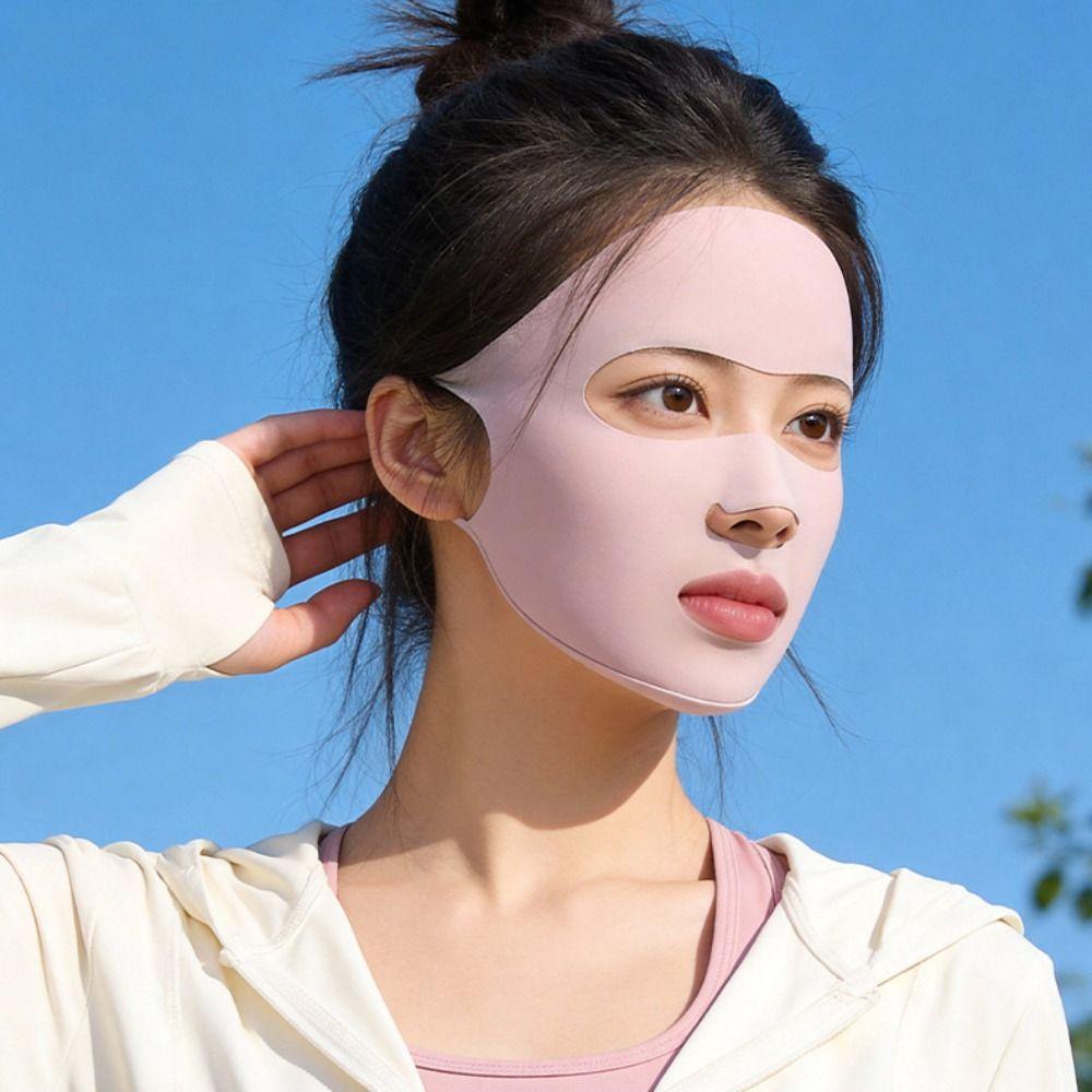 Adjustable Summer Ice Silk Mask Thin Sunshade Face Cover UV Protection Breathable Sunscreen Mask Riding