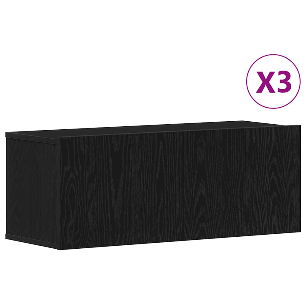 TV Cabinet Set 3 pcs Black Oak Effect 80 x 30 x 30 cm