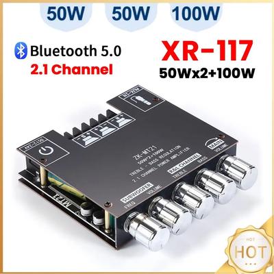 2.1-канальная плата усилителя мощности звука Bluetooth 5.0 50 Вт x 2 + 100 Вт Модуль усилителя мощности звука Стерео цифровая плата аудиоусилителя