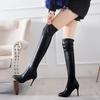 Fashion Knee-length Boots Women Spring Autumn Shoes Black Thin High Heels Sexy Pointed Toe Long Bota Feminina 10cm Heels Botas De Mujer