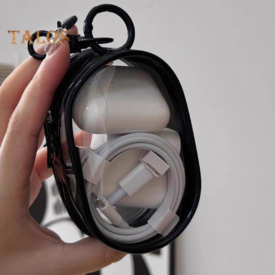 Сумка для хранения кабеля для передачи данных и зарядного устройства, прозрачная, водонепроницаемая, легкая, с легким доступом, сумка для хранения наушников с молнией