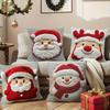 2D Printed Pillowcase Santa Claus Plush Pillow Cover Christmas Throw Pillow Cover  Home Decoration