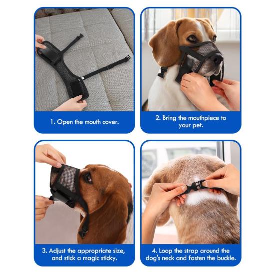 Dog Muzzle Adjustable Mesh Dog Mouth Guard To Prevent Biting Chewing Licking Breathable No Bark Muzzle for Large Dogs
