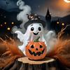 Halloween Ornament Ghost Holds Pumpkin Shape Realistic Pattern Sculpture Haunted House Fireplace Decor
