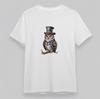 Men's Plus Size Classic T-Shirt Steampunk Owl With Hat Art Printed Cotton Tee