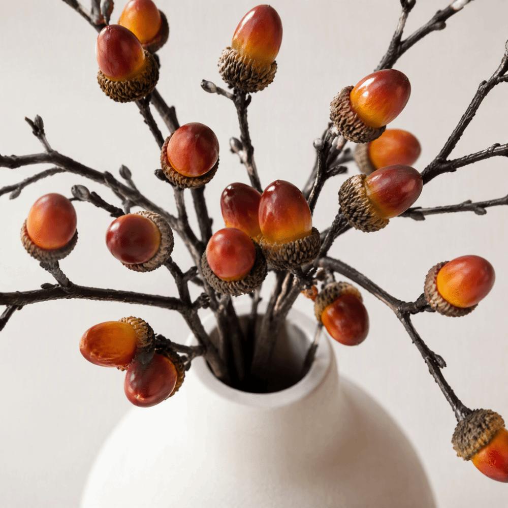 4pcs 13.4in Length Fake Acorn Decor Plastic Simulation Acorn Flower Table Scene Decor