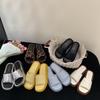 Summer New Women's Casual Simple Solid Color Square Head Open Toe Thick Bottom Fashion Cool Slippers Lazy Slippers Women