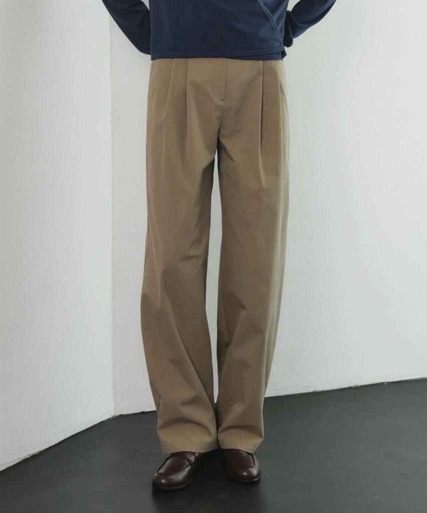 OLIVE DES OLIVE Double-Pleated Cotton Pants With Tabe Hem Ow6Al8200