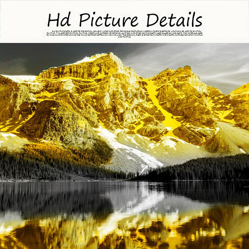 Черно-белое произведение искусства, золотой горный пейзаж, холст, картина, скандинавский постер и принт, настенное искусство, современный декор для гостиной, фото