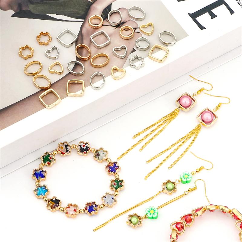 50 шт. CCB Любовь Сердце Цветок Квадратный Овальный Круг Рамка Бусины Разделители Разъемы DIY Ожерелье Браслет Серьги Подвески Аксессуары Для Изготовления Ювелирных Изделий