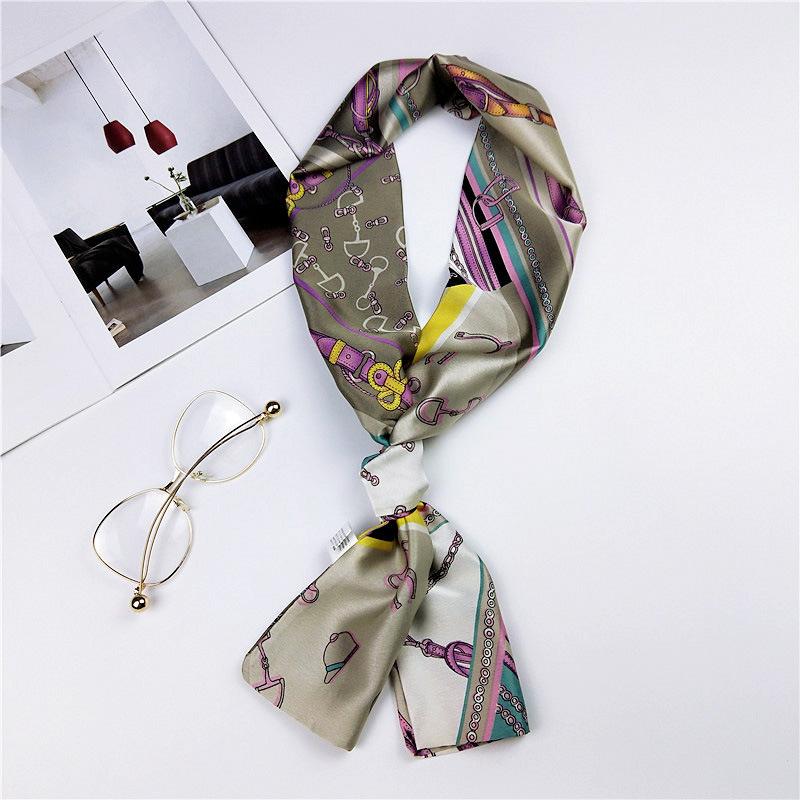 Маленький шарф женский длинный стиль весна и осень двухстороннее украшение универсальный зимний маленький шарф профессиональный шарф длинный шарф аксессуар