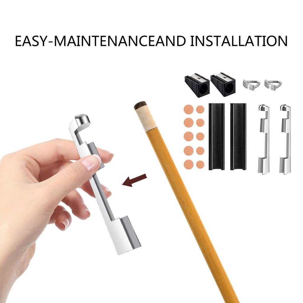 16Pcs Pool Cue Tips Replacement Kits Include 10 Pool Cue Tips 2 Steel Cue Tip Clamp 2 Cue Tip Shaper Pool Cue Repair Set