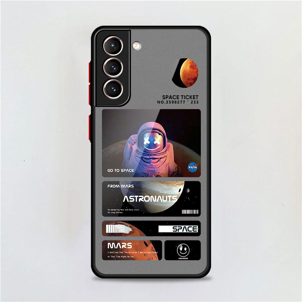 Матовый чехол с милым астронавтом и планетой для Samsung Galaxy S22 S20 S21 FE S10 S9 Plus S8 Capa Note 20 Ultra 10 Lite, чехол для телефона