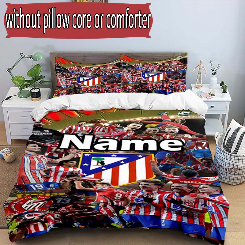 3pcs Duvet Cover Set (1*Duvet Cover + 2*Pillowcase, Without Core), Custom Name football team Pattern Bedding Set, Home Bedroom Decor Gift