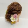 Украшение для волос в японском стиле, тускло-розовый георгин, нефритовая шпилька, головной убор для мамы в пинг-понге, гипсофила, кимоно, хакама, сухоцвет, свадебная церемония, выпускной