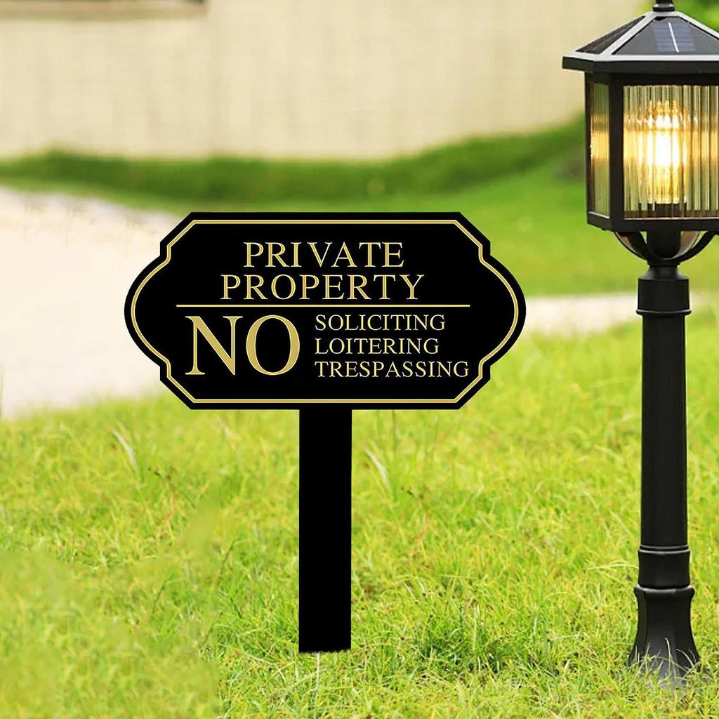 No Soliciting Sign for House with Stake Private Property Trespassing Metal Rustproof Not