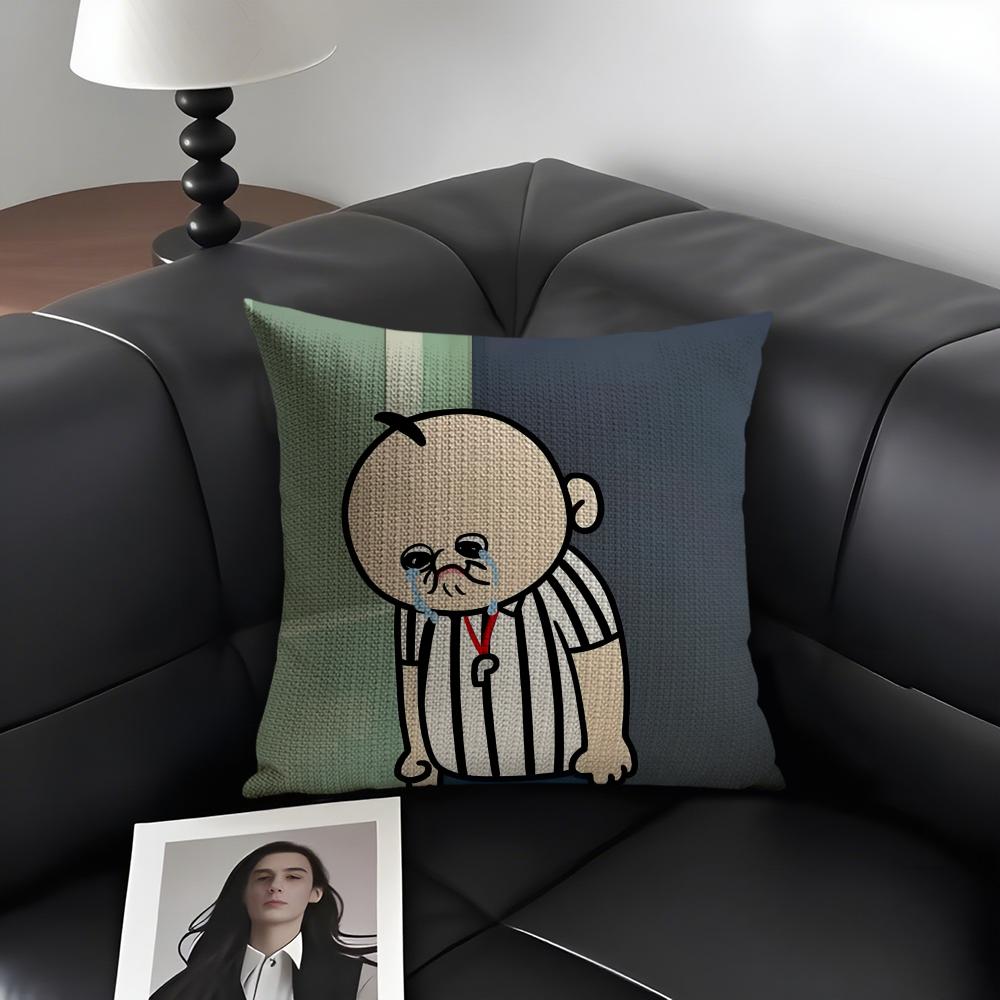 Funny Bbangbbangs Diary Cushion Cover Natural Linen Organic Fabric DoubleSided Printing Sofa Home Decor Gift Pillow Case